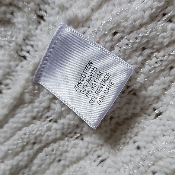 Madison Petite Crochet Open Weave Knit Balloon Sleeve Cardigan with Ruffle Back - Picture 5 of 9